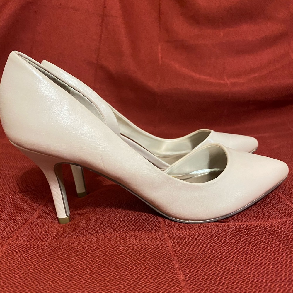 Blush Pink Saffiano Kitten Heels